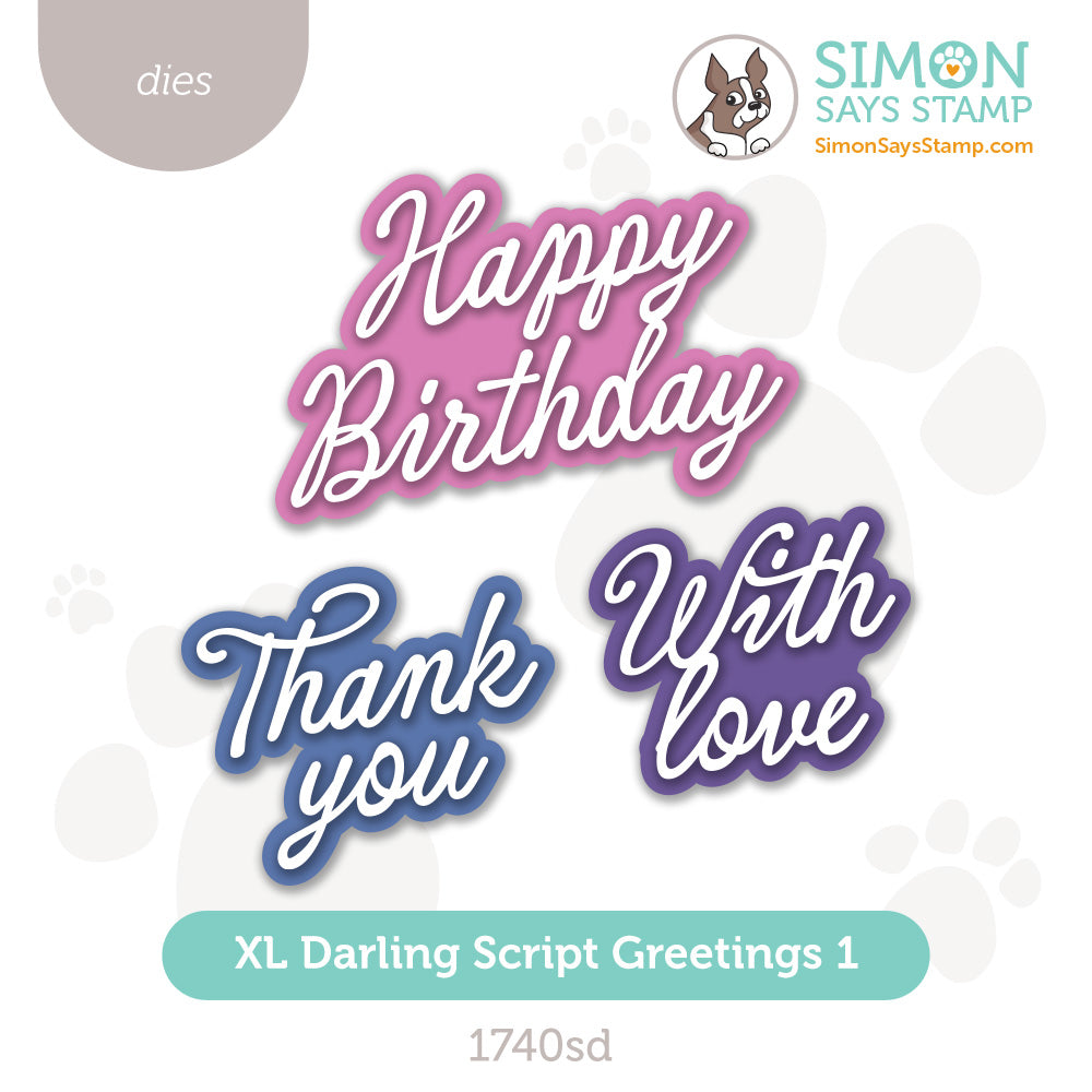 Simon Says Stamp XL Darling Script Greetings Wafer Dies 1740sd