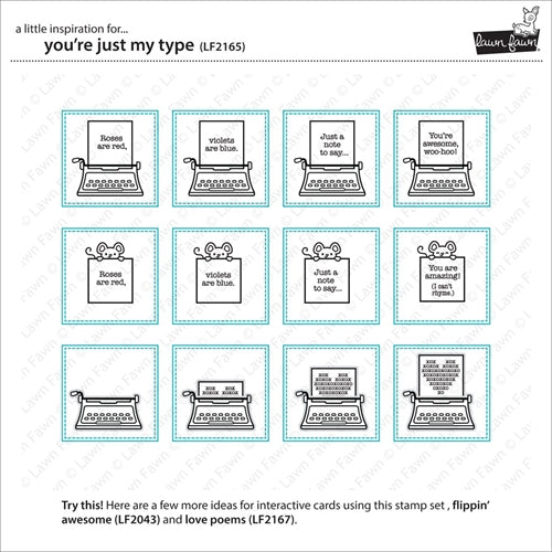 Simon Says Stamp! Lawn Fawn SET YOU'RE JUST MY TYPE Clear Stamps and Dies LLFYMT