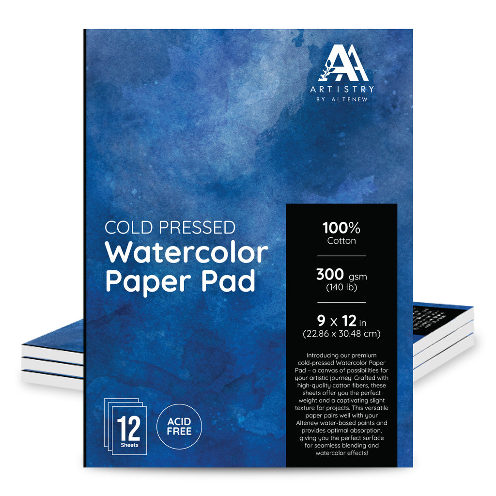 Altenew Cold Pressed Watercolor 9 x 12 inch Loose Sheet Papers 12 pack alt8593