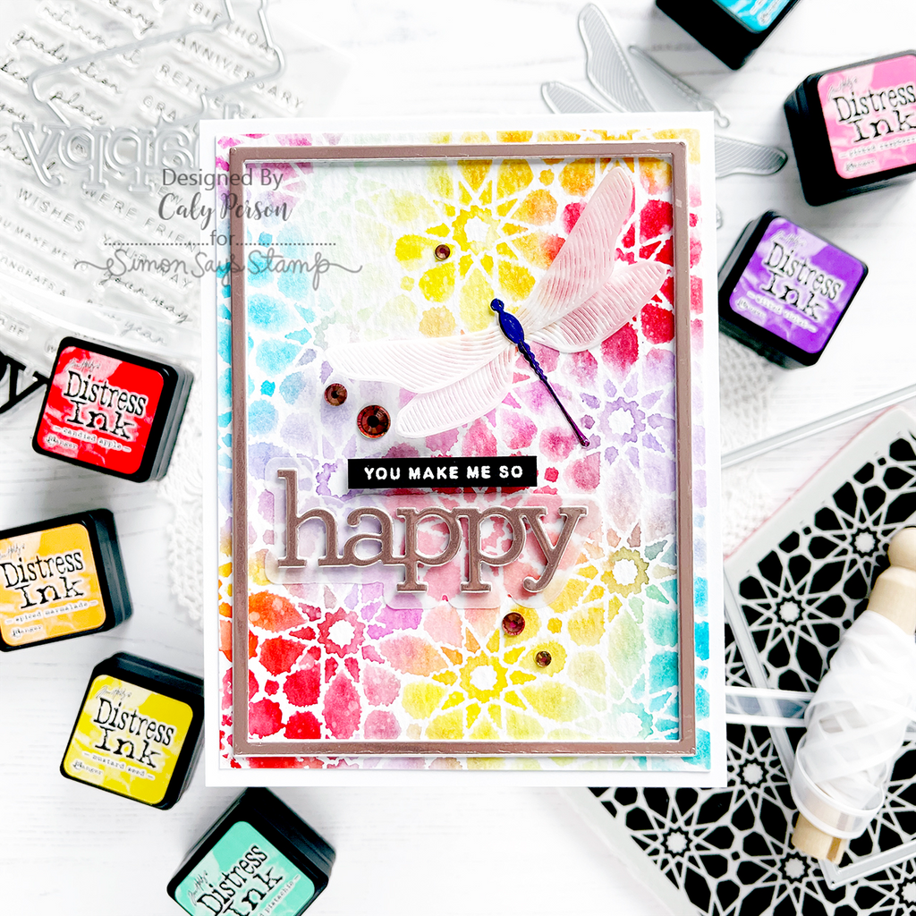 Simon Says Stamp Whirl Dragonfly Wafer Dies s907 Be Bold Happy Card | color-code:ALT02
