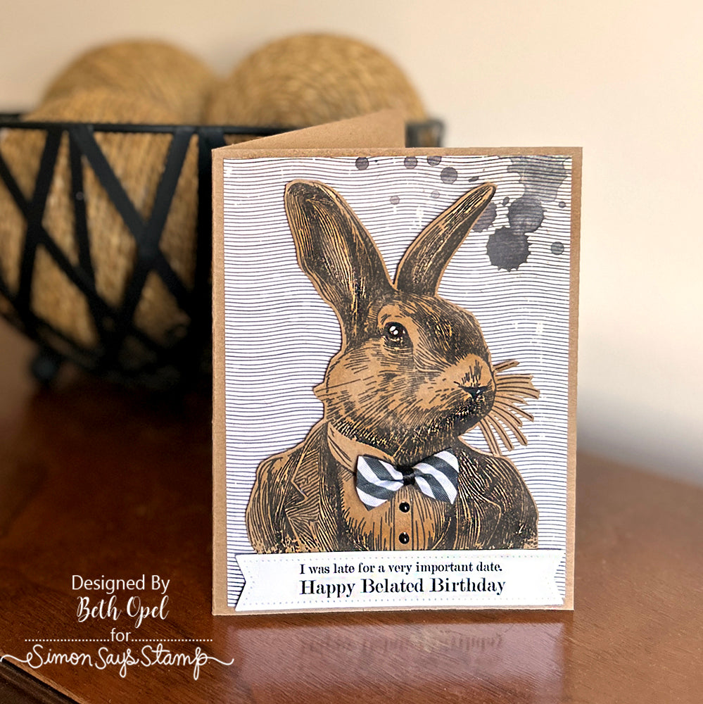 PREORDER Simon Says Stamp Tim Holtz Mr. Rabbit Bundle setmr24 Birthday Card | color-code:ALT03
