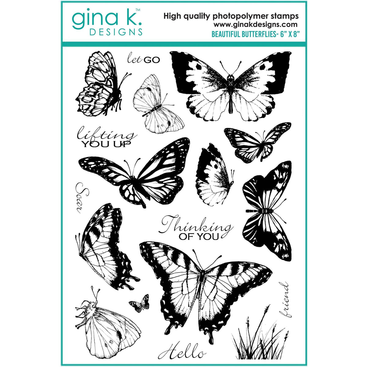 Gina K Designs BEAUTIFUL BUTTERFLIES Clear Stamps 6699 – Simon