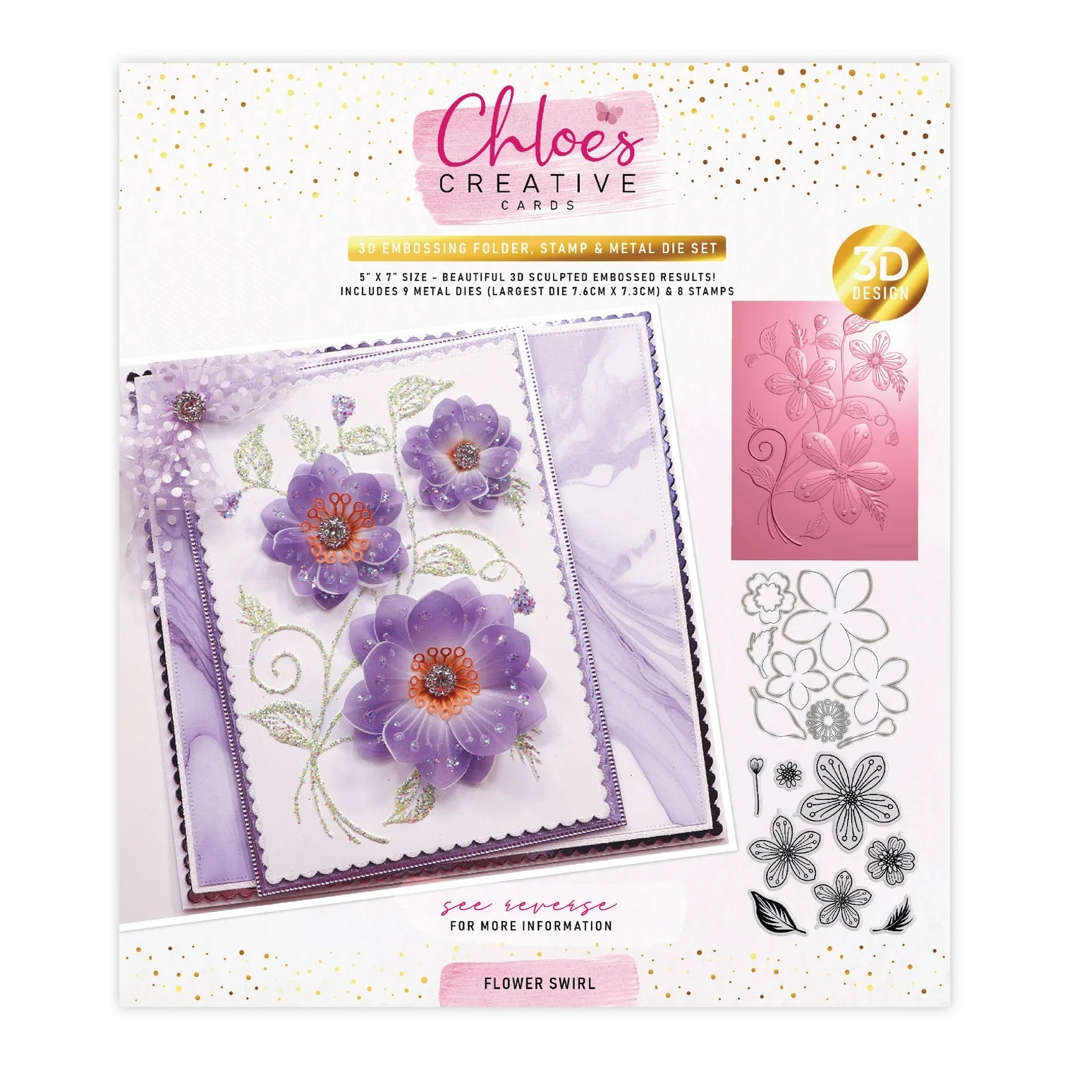 Chloe's Creative Cards Flower Swirl Folder, Stamp and Die Set c