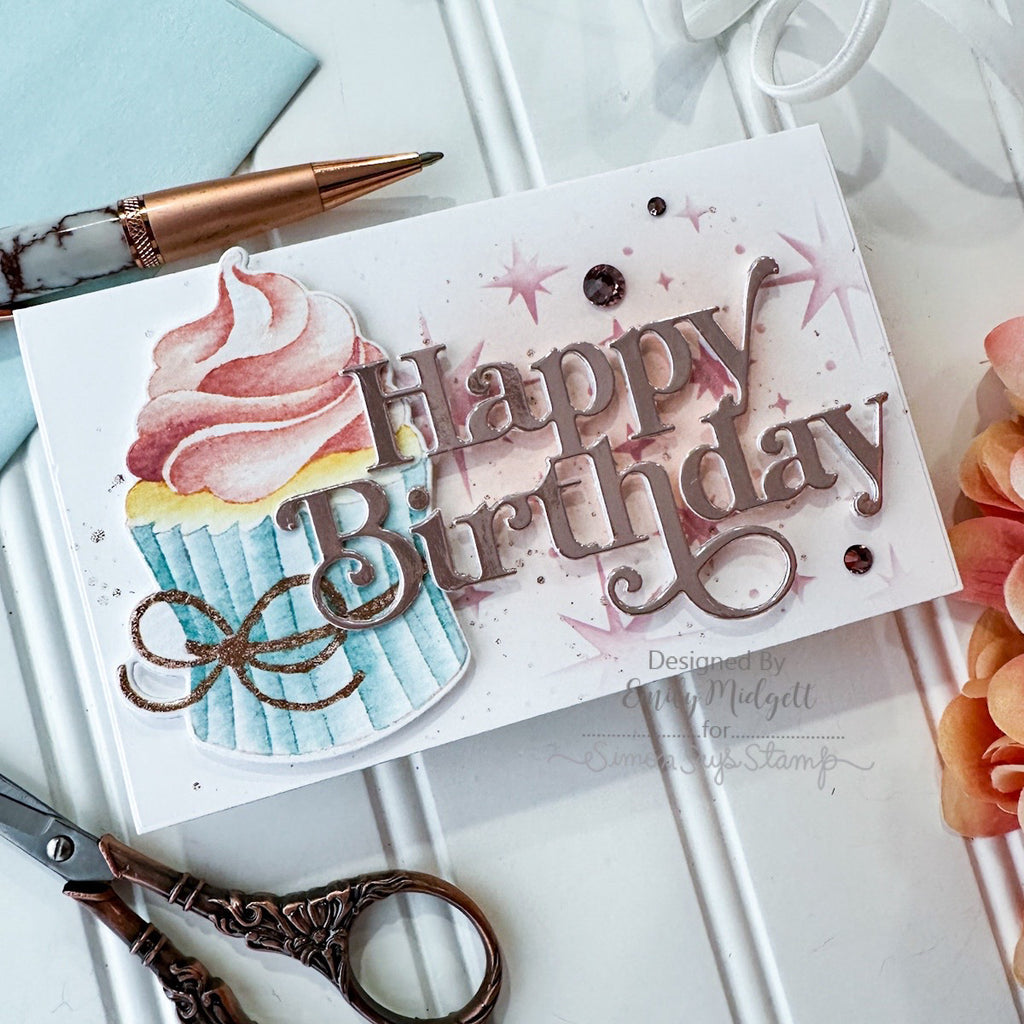 Simon Says Stamp Fancy Large Happy Birthday Wafer Dies 1053sd Be Bold Birthday Card | color-code:ALT03