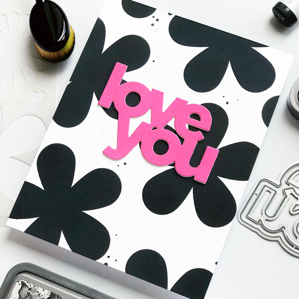 Simon Says Stamp Stencil Flower Power 1000stc Celebrate Love You Card
