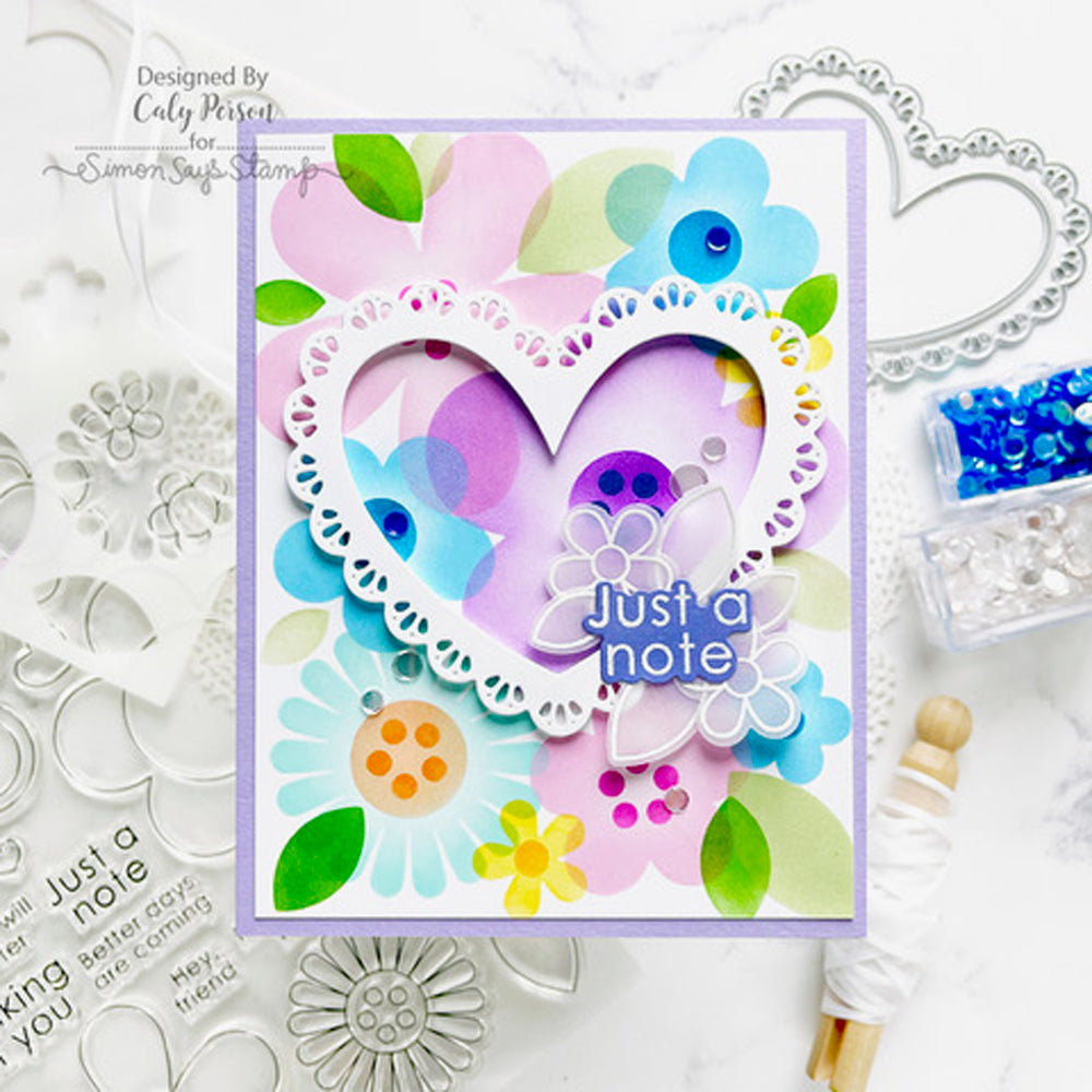 Simon Says Stamp Stencil Flower Power 1000stc Celebrate Just a Note Card | color-code:ALT02