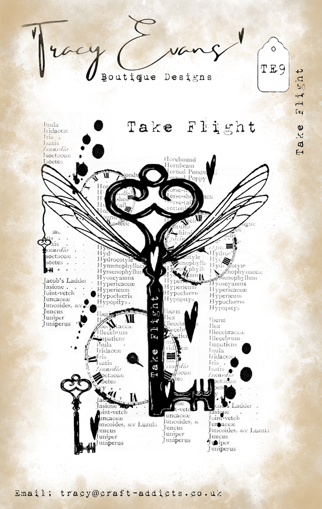 Tracy Evans Boutique Designs Take Flight A7 Clear Stamps te009