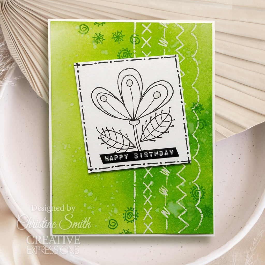 Woodware Clear Singles Doodle Stitches Clear Stamps jgs866 happy birthday