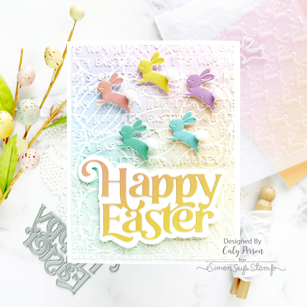 Simon Says Stamp Embossing Folder and Cutting Die Playful Bunny sfd383 Easter Card | color-code:ALT02