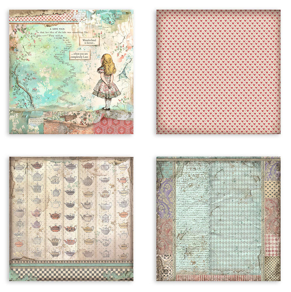 Stamperia Alice Forever Fabric Sheets sbplt12 individual sheets