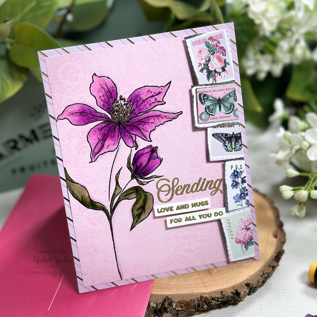 Simon Says Stamp Card Kit of the Month April 2024 Wild and Free Flowers ck0424 Sending Love Card  | color-code:ALT19