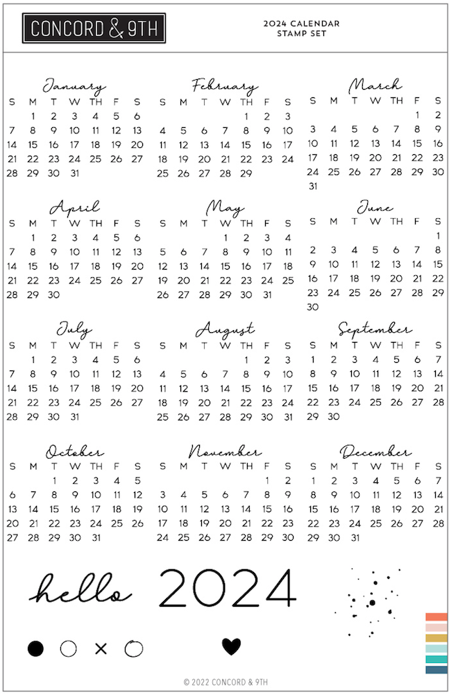 Concord & 9th 2024 Calendar Clear Stamp Set 11912
