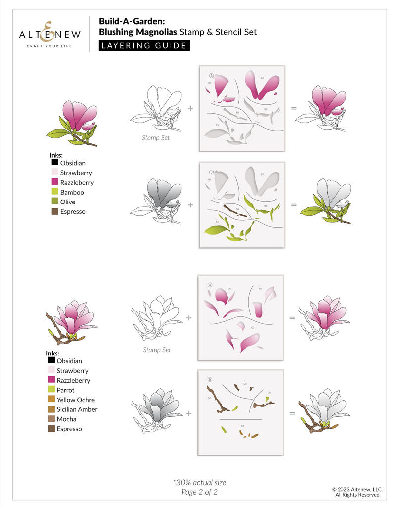 Altenew Build a Garden Blushing Magnolias Set alt8188bn layering guide