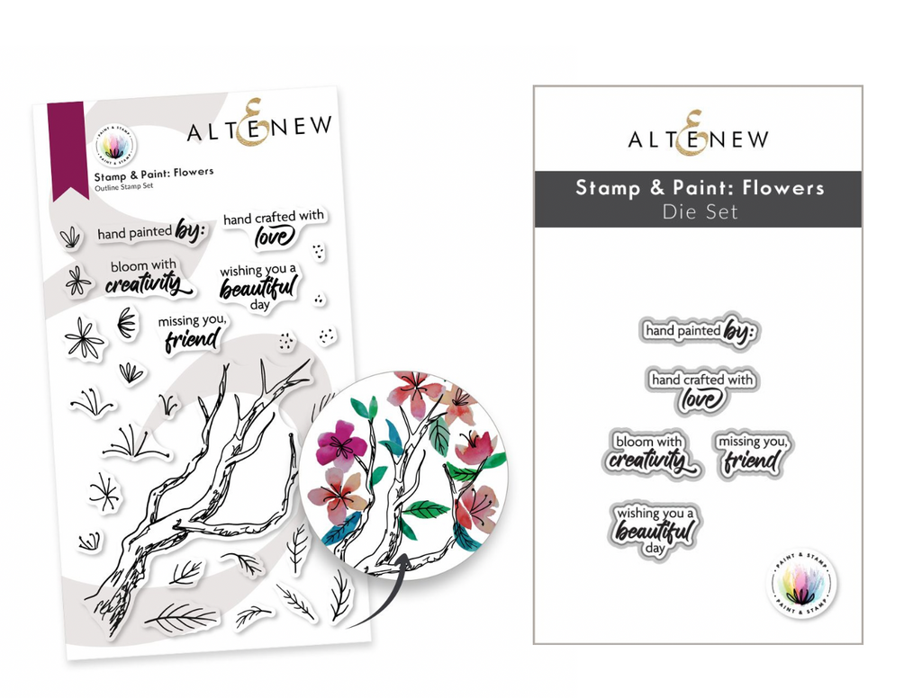 Altenew Paint and Stamp Flowers Clear Stamp and Die Set