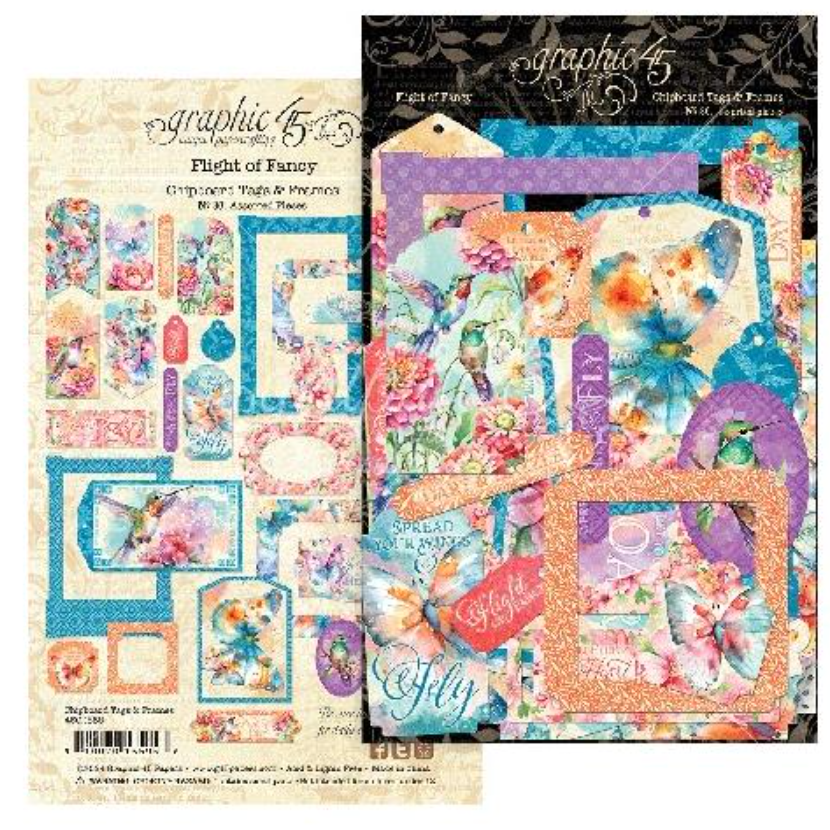 GRAPHIC 45 Little Things Chipboard Die-Cuts - 6x12 Inch Blue Embellishment Sheet