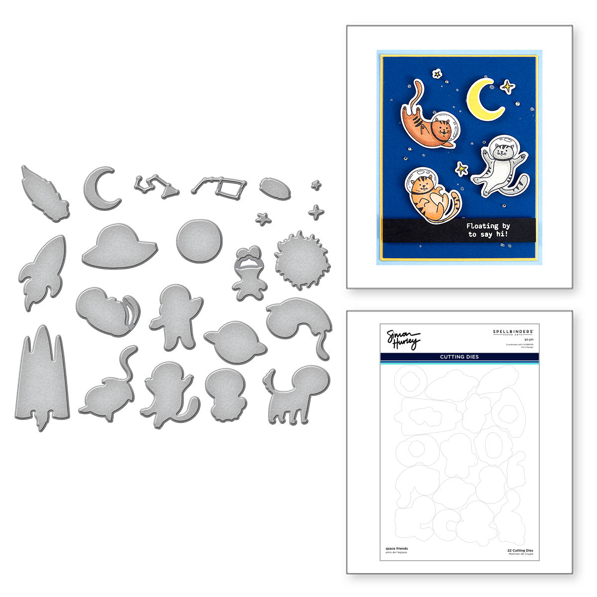 Spellbinders Simon Hurley Space Friends Coordinating Etched Dies s7-27 ...