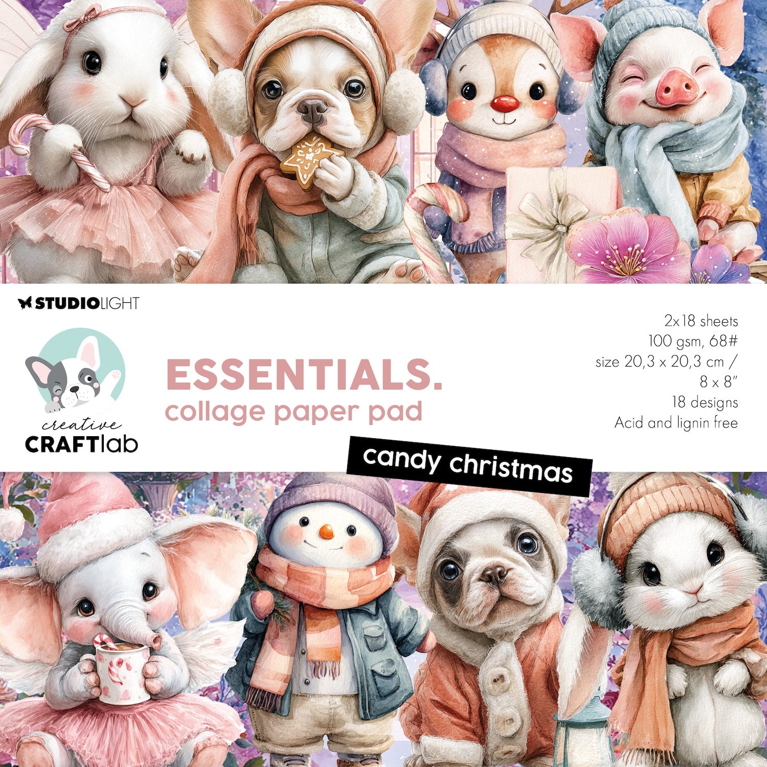 Studio Light Candy Christmas Collage 8x8 Paper Pad Essentials ccl