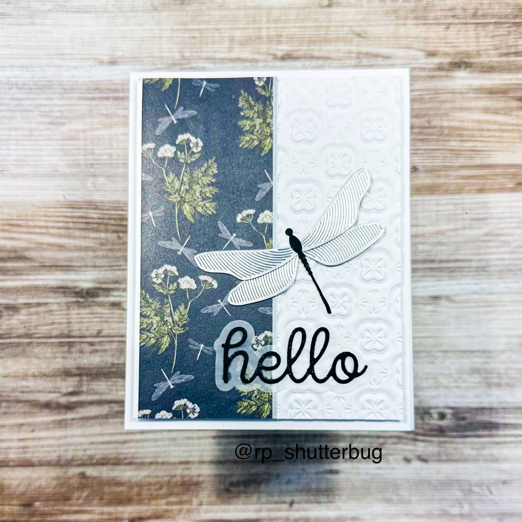 Simon Says Stamp Whirl Dragonfly Wafer Dies s907 Be Bold Hello Card