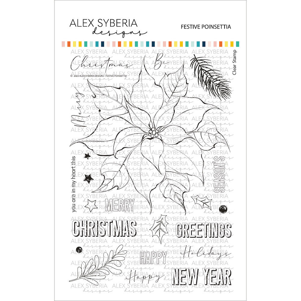 Alex Syberia Designs Festive Poinsettia Stamp Set asdsta73
