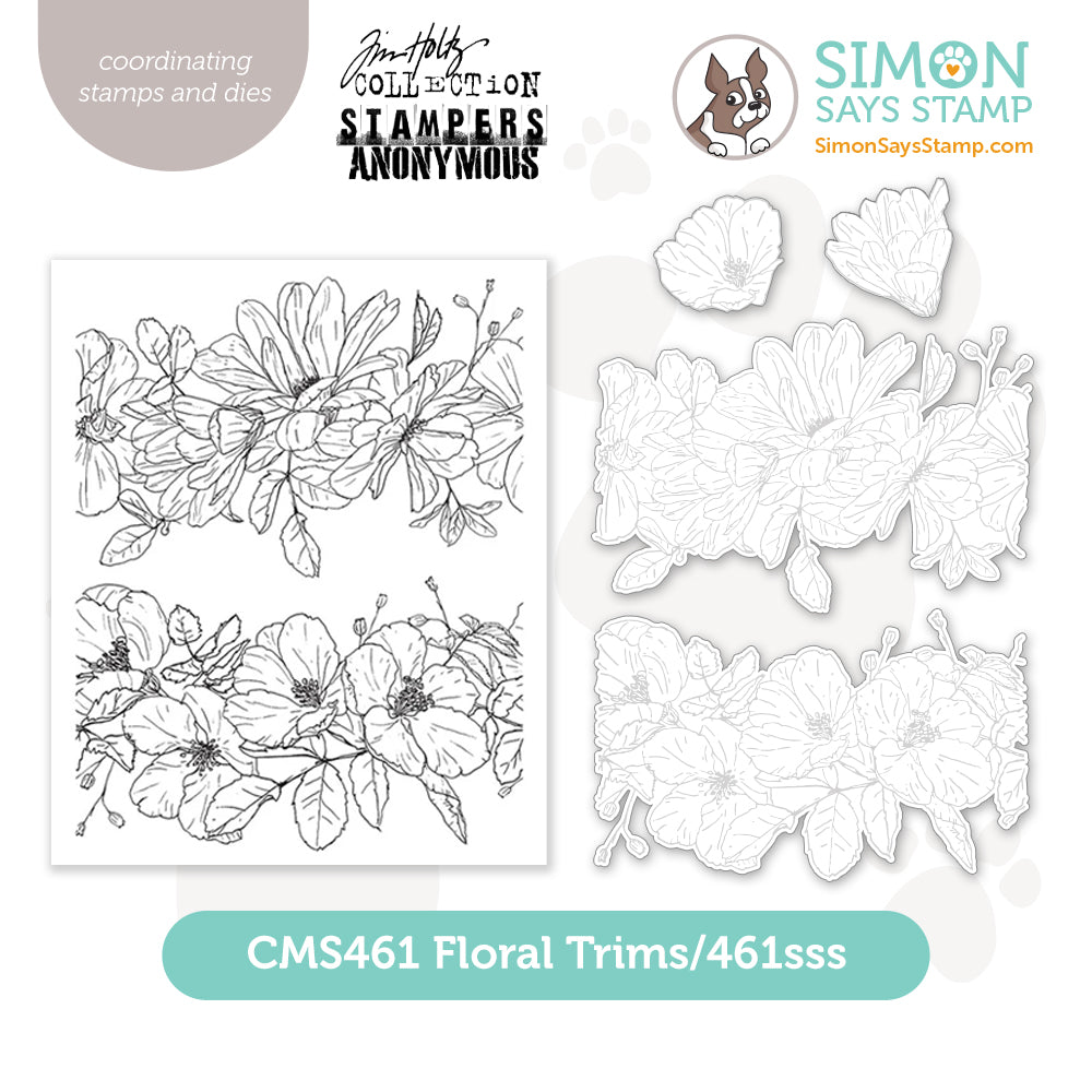 Tim Holtz Floral Trims Stamps with Simon Says Stamp Dies Bundle setft2