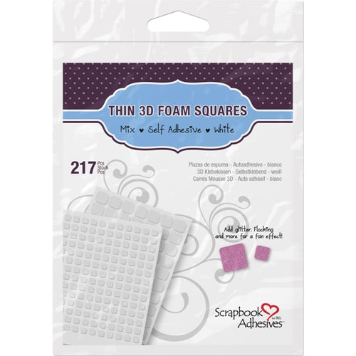 Simon Says Stamp! Scrapbook Adhesives THIN 3D 217 WHITE FOAM Squares Adhesive 01616