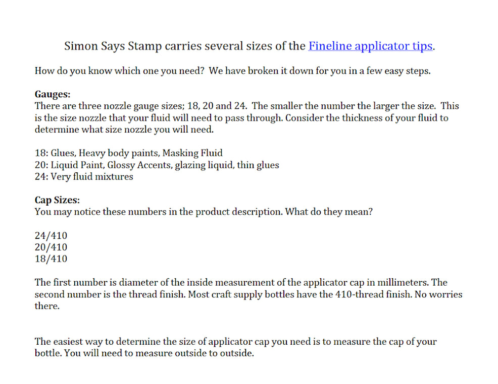 Simon Says Stamp! Fineline Applicators 20 Gauge Dispensing Tip 18/410 CAP 3 Pkg 5555