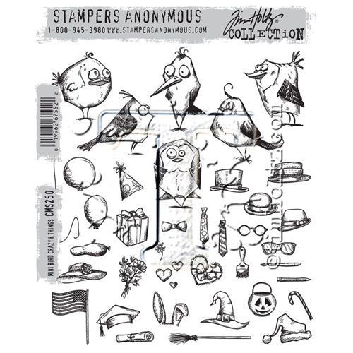 Simon Says Stamp! Tim Holtz Cling Rubber Stamps MINI BIRD CRAZY AND THINGS CMS250