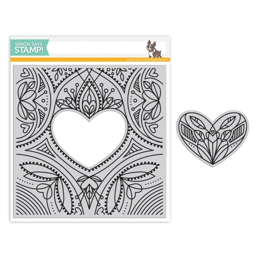 Simon Says Stamp! Simon Says Cling Rubber Stamp CENTER CUT HEART Background sss101805