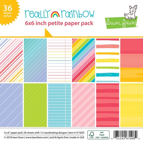 Simon Says Stamp! Lawn Fawn REALLY RAINBOW 6x6 Inch Petite Paper Pack LF1655