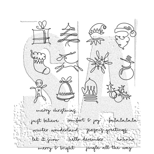 Tim Holtz Cling Rubber Stamps DECEMBER DOODLES CMS355 Simon Says Stamp