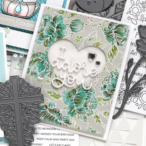 Simon Says Stamp! Simon Says Cling Rubber Stamp PRETTY PEONIES BACKGROUND sss101961 | color-code:ALT0