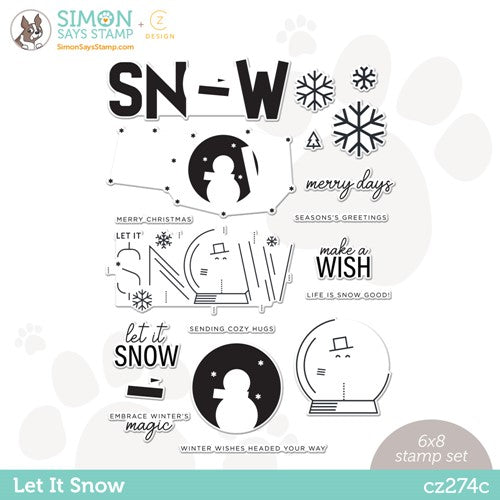 Simon Says Stamp! CZ Design Clear Stamps LET IT SNOW cz274c Cozy Hugs