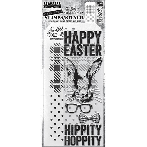 Simon Says Stamp! Tim Holtz Clear Stamps and Stencil HIPSTER BUNNY THMM164