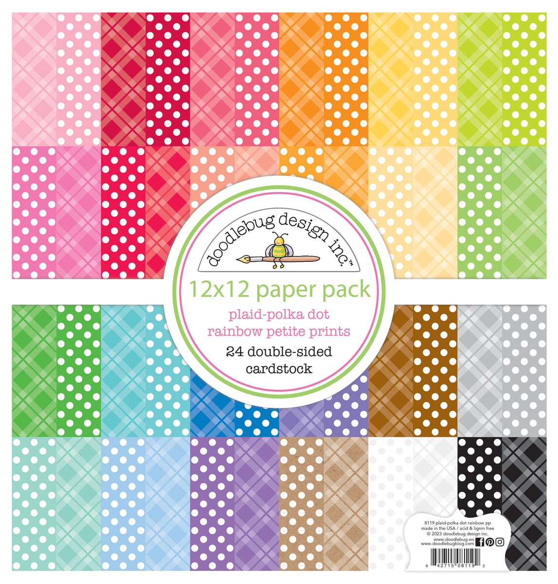 Doodlebug Petite Prints Double-Sided Cardstock 12X12 12/Pk-My Happy Place,  12  - 842715073876