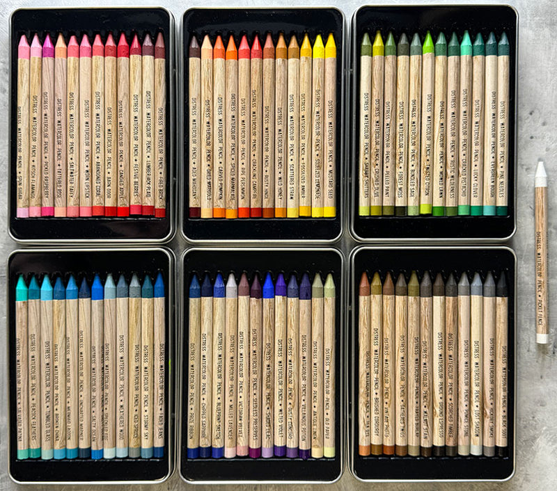 Tim Holtz Distress Watercolor Pencils Bundle of 73 And Sharpener Ranger Detailed Product View | color-code:ALT01