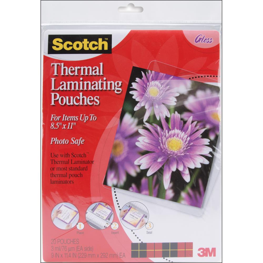 Scotch 3M Thermal Laminating Pouches Gloss 9 x 11.4 Inches 8773