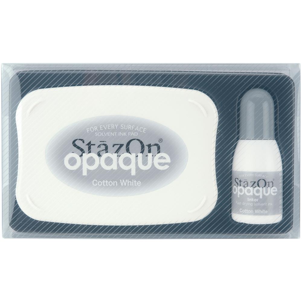 Tsukineko Stazon COTTON WHITE Ink Pad and REFILL SZ-000-110 package