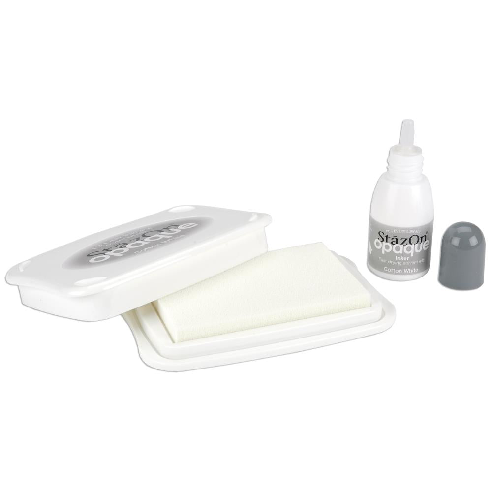 Tsukineko Stazon COTTON WHITE Ink Pad and REFILL SZ-000-110