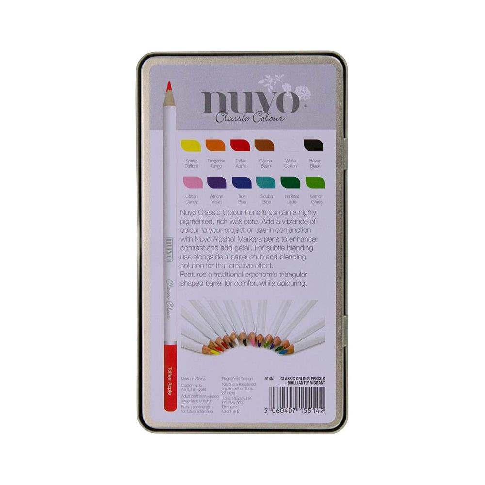 Tonic Brilliantly Vibrant Nuvo Classic Color Pencils 514n Back of Tin