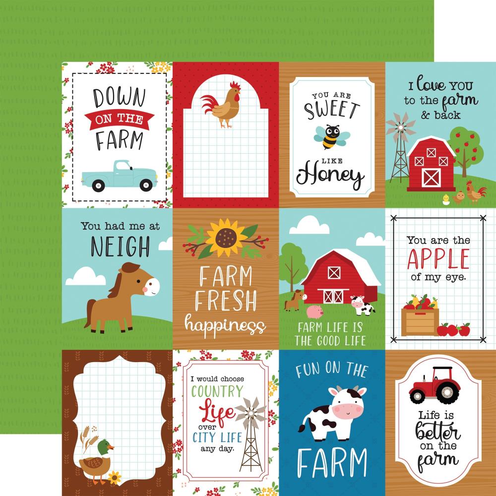 Echo Park FUN ON THE FARM 12 x 12 Collection Kit ff280016 3"X4" Journaling Cards