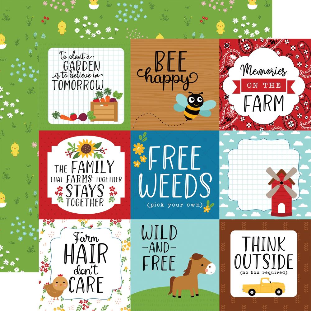 Echo Park FUN ON THE FARM 12 x 12 Collection Kit ff280016 4"X4" Journaling Cards