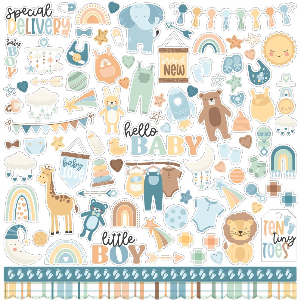 Echo Park Our Baby Boy 12 x 12 Collection Kit obb302016 Cardstock Sticker Sheet