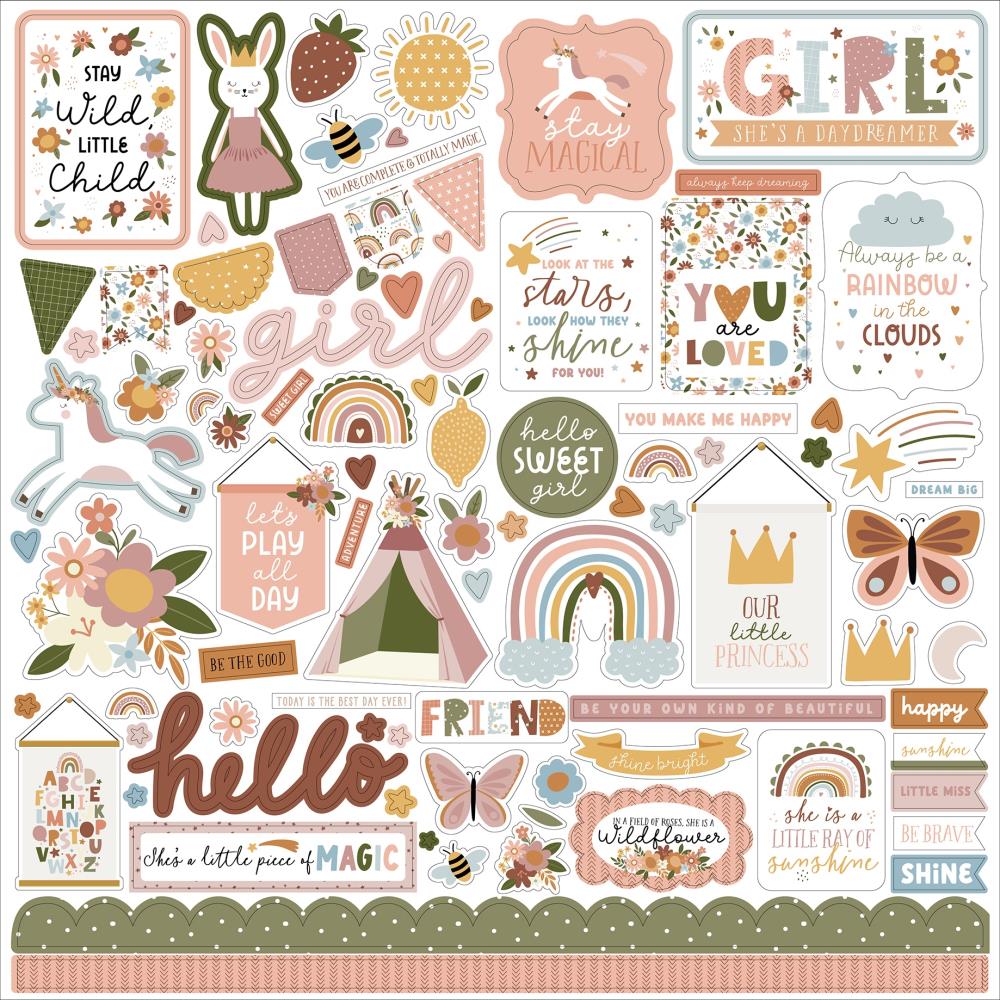 Echo Park DREAM BIG LITTLE GIRL 12 x 12 Collection Kit dbg305016 Cardstock Stickers