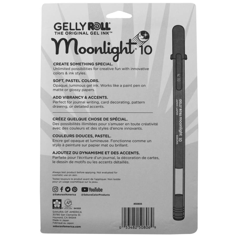 Sakura Gelly Roll Moonlight 10 Bold 10 Pack Pens 50806 Back Packaging