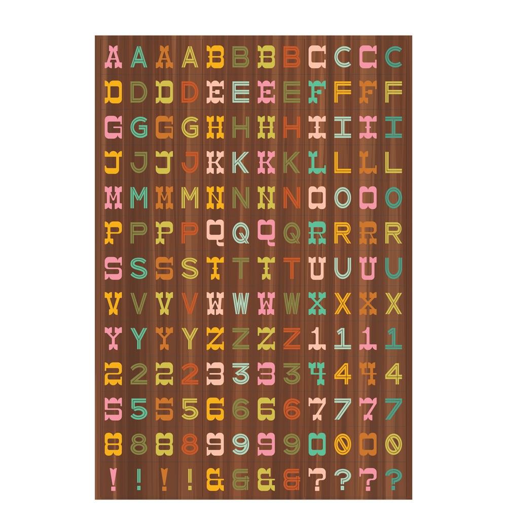 Simple Stories Trail Mix Sticker Book 20321 Sticker sheet featuring Old West-style font alphabet and numbers