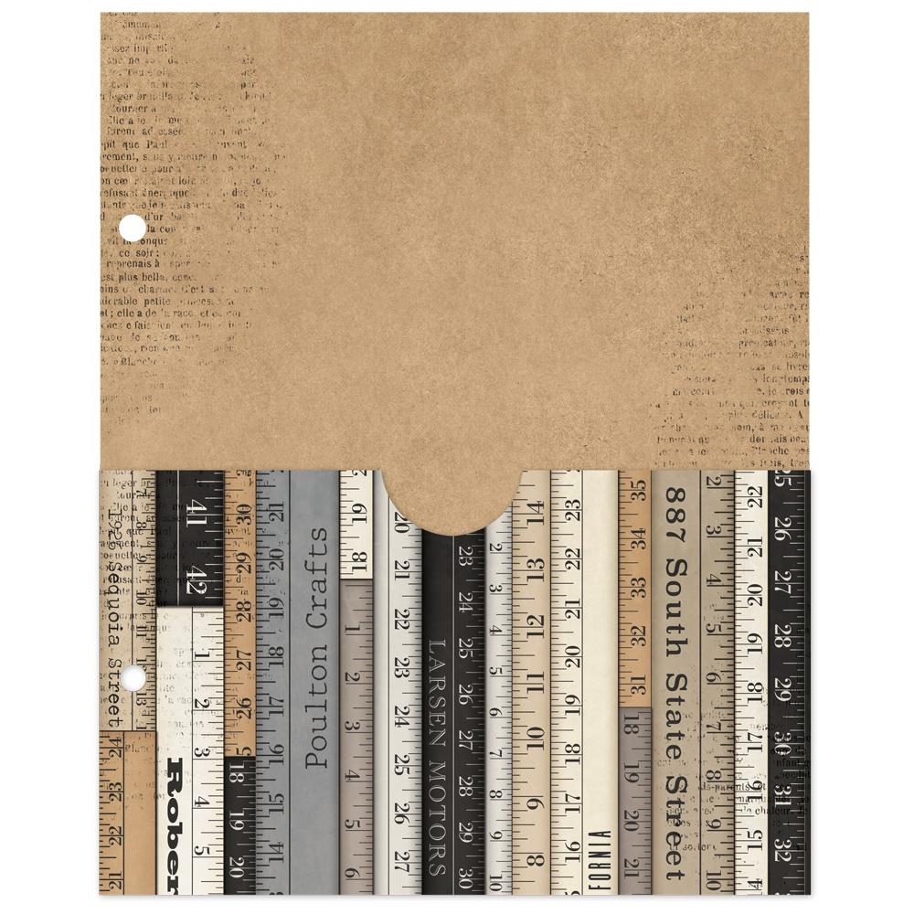 Simple Stories Vintage Essentials Snap Binder 20429 Rulers Collage Paper