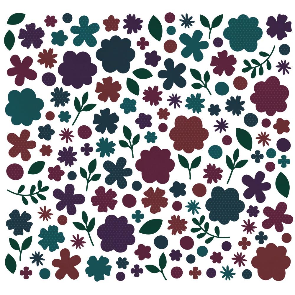 Simple Stories Darks Color Vibe Flowers Bits And Pieces 13467 Close-up, detailed view showcasing the intricate cardstock pieces
