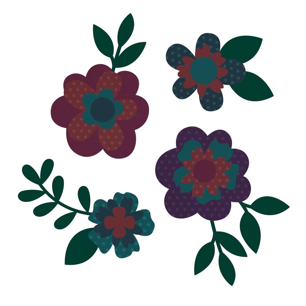 Simple Stories Darks Color Vibe Flowers Bits And Pieces 13467 Highly detailed close-up view highlighting the intricate features of the cardstock pieces