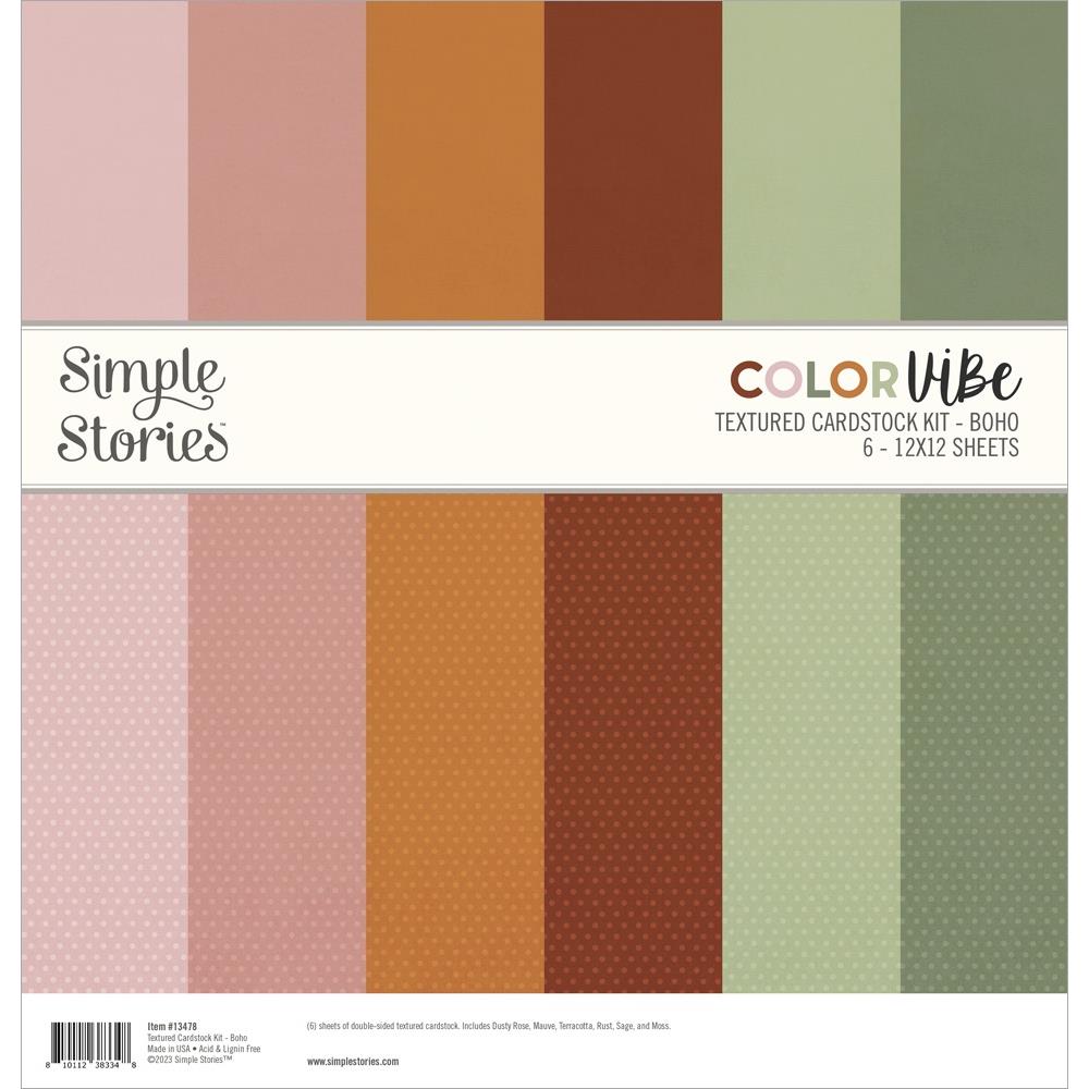 Simple Stories Boho Color Vibe 12 x 12 Textured Cardstock Kit 13478