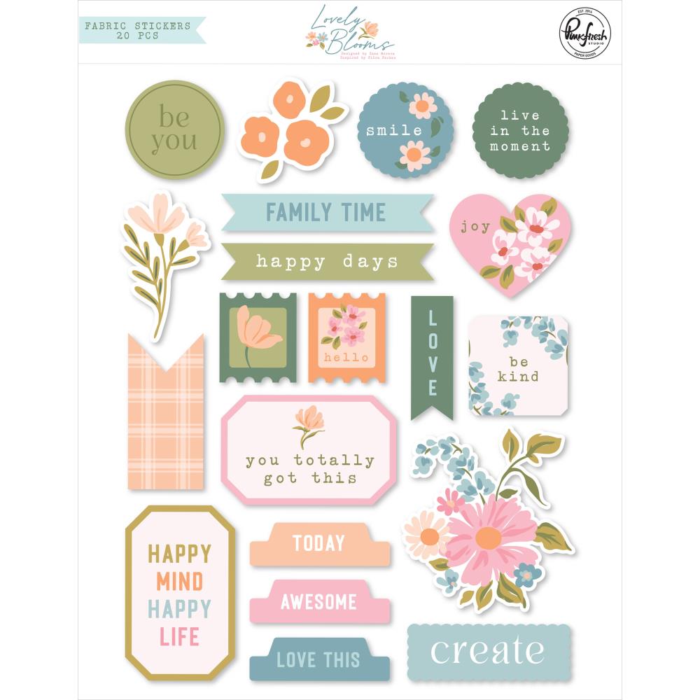 PinkFresh Studio Lovely Blooms Fabric Stickers 204923